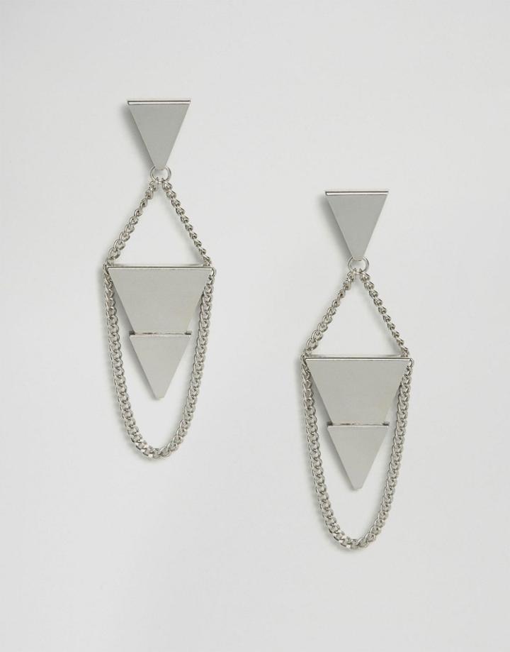 Asos Statement Triangle Earrings - Silver