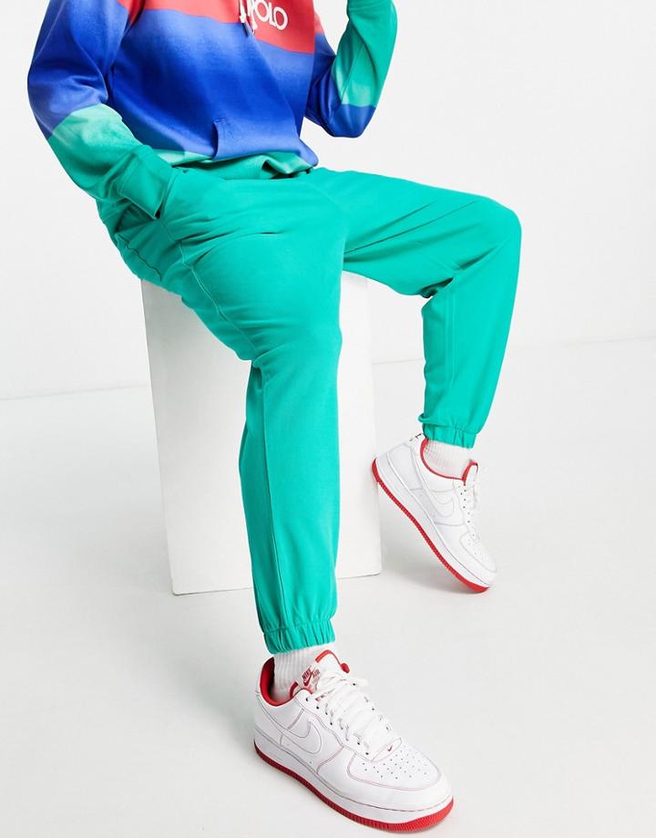 Asos Design Oversized Pique Joggers In Green - Part Of A Set