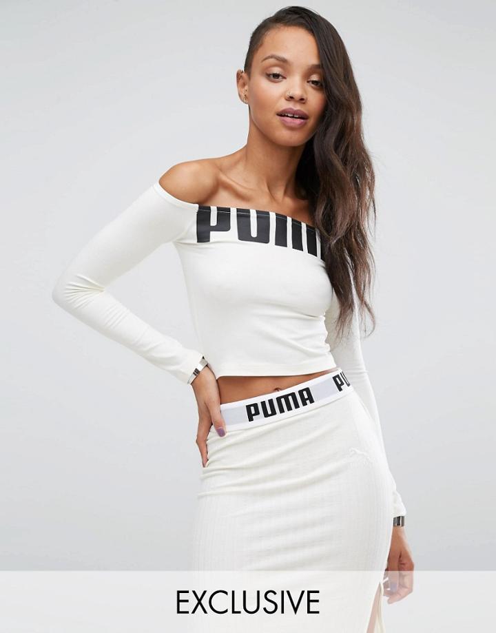 Puma Exclusive To Asos Off The Shoulder Logo Top - Gray