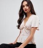 Miss Selfridge Blouse With Angel Sleeves In Gold