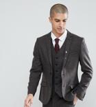 Heart & Dagger Skinny Suit Jacket In Weave - Brown