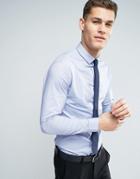 Asos Stretch Slim Shirt In Blue With Navy Tie - Blue