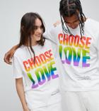 Help Refugees Choose Love Organic Cotton Rainbow Print T-shirt - Black