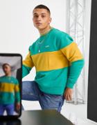 Levi's Logo Color Block Chest Stripe Tipped Sweatshirt In Green