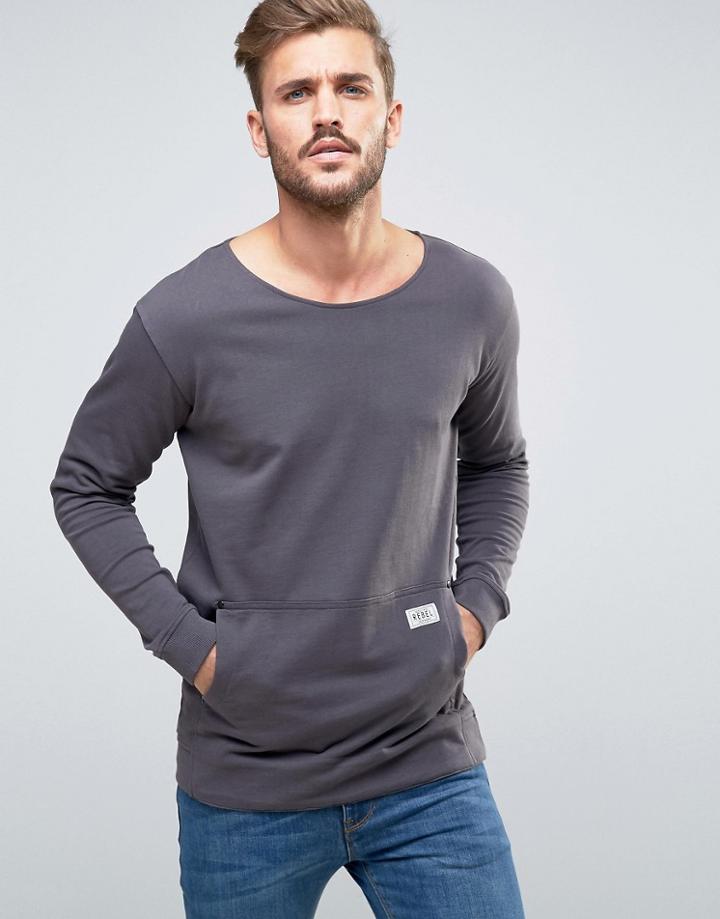 Redefined Rebel Sweatshirt With Oversized Pocket - Gray
