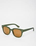 Asos Square Sunglasses In Matte Khaki - Khaki