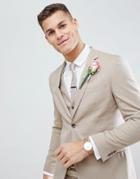 Moss London Skinny Wedding Suit Jacket In Latte - Tan