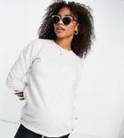 Cotton: On Maternity Crew Neck Fleece Sweater In Gray - Part Of A Set-grey