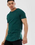 Jack & Jones Premium Long Line T-shirt With Curved Hem - Green