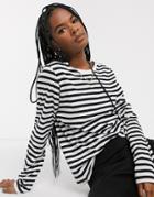 Weekday Alanis Long Sleeve Tee In Black And White Stripe