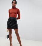 New Look Tall Leather Look Mini Skirt In Black
