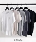 Abercrombie & Fitch 5-pack V-neck 3d Icon Logo T-shirt In White/beige/grays/black-multi