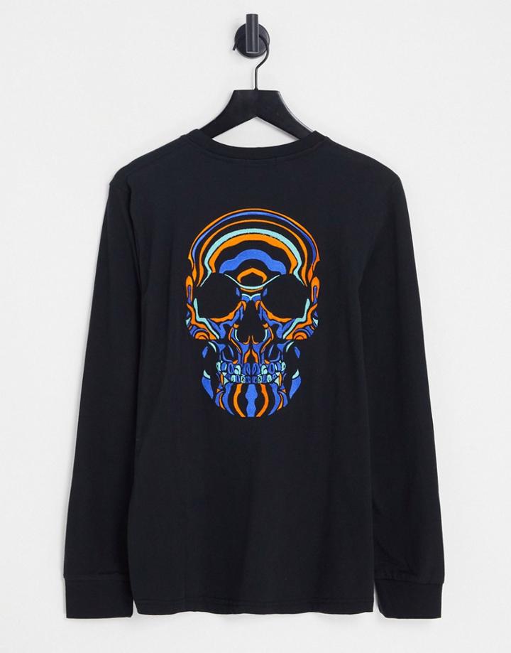 Bolongaro Trevor Long Sleeve T-shirt With Skull Back Print In Black