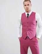 Asos Design Skinny Suit Vest In Berry Pink - Red