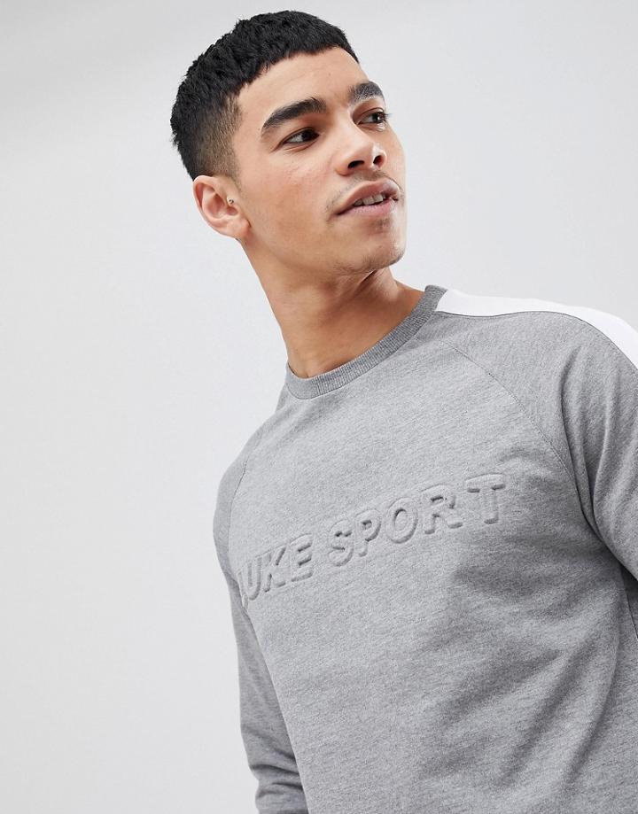 Luke Sport Textual Debossed Logo Sweat In Gray Marl Suit 1 - Gray