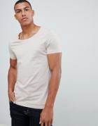 Asos Design T-shirt With Scoop Neck In Beige - Beige