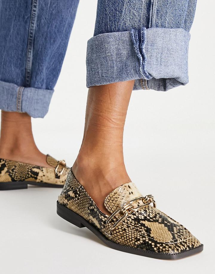 Na-kd Super Squared Hardware Loafers Beige Snake-neutral