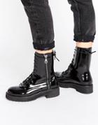 Mango Lace Up Worker Boot - Black