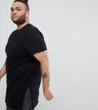 Asos Design Plus Super Longline T-shirt With Extra Long Side Splits And Raw Edges In Black - Black