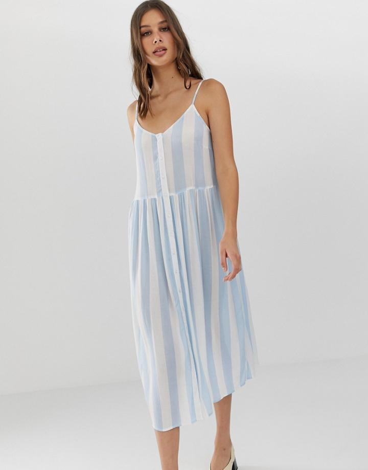 Vero Moda Stripe Button Through Midi Dress - Multi
