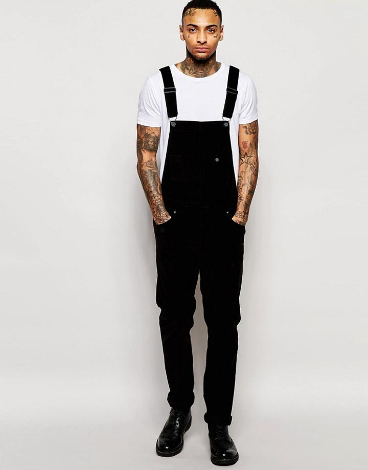 Asos Overalls In Black Cord - Black