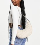 Glamorous Exclusive Quilted Sling Bag In Ecru-white
