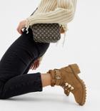 River Island Faux Suede Chunky Lace Up Ankle Boots In Tan - Beige