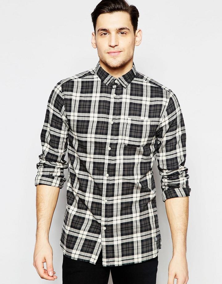 Jack & Jones Brushed Check Shirt In Slim Fit - Gray