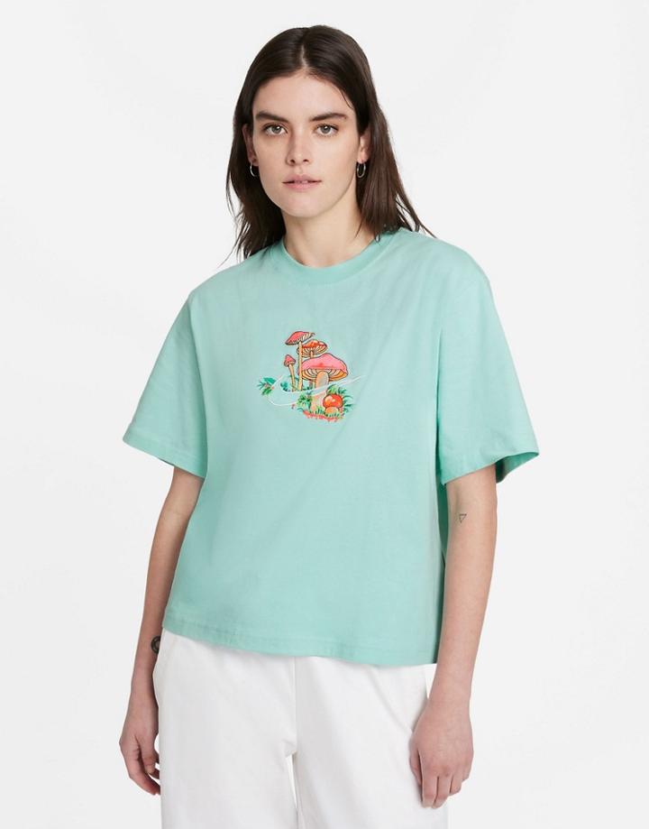 Nike Logo Twist Embroidered Boxy T-shirt In Pale Blue-blues