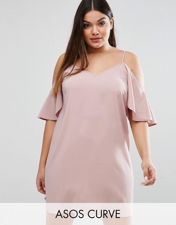 Asos Curve Cold Shoulder Cami Dress - Pink