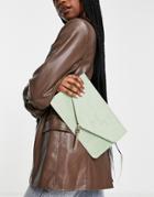 Asos Design Tassel Clutch Bag In Sage Green