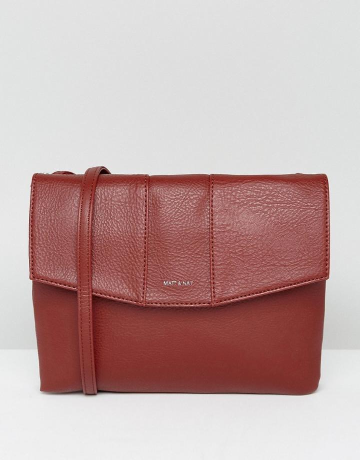 Matt & Nat Foldover Cross Body Bag In Deep Red - Red