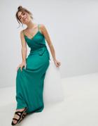 Asos Crinkle Wrap Maxi Dress - Green