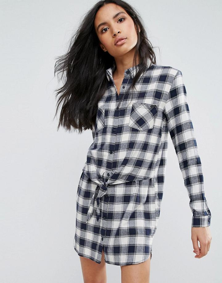 Pepe Jeans Jona Checked Shirt Dress - Red