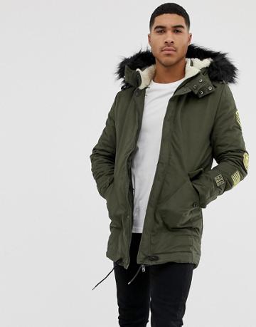 Illegal Club Parka In Khaki With Patches-green