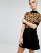 Monki Contrast Trim Printed T-shirt - Yellow