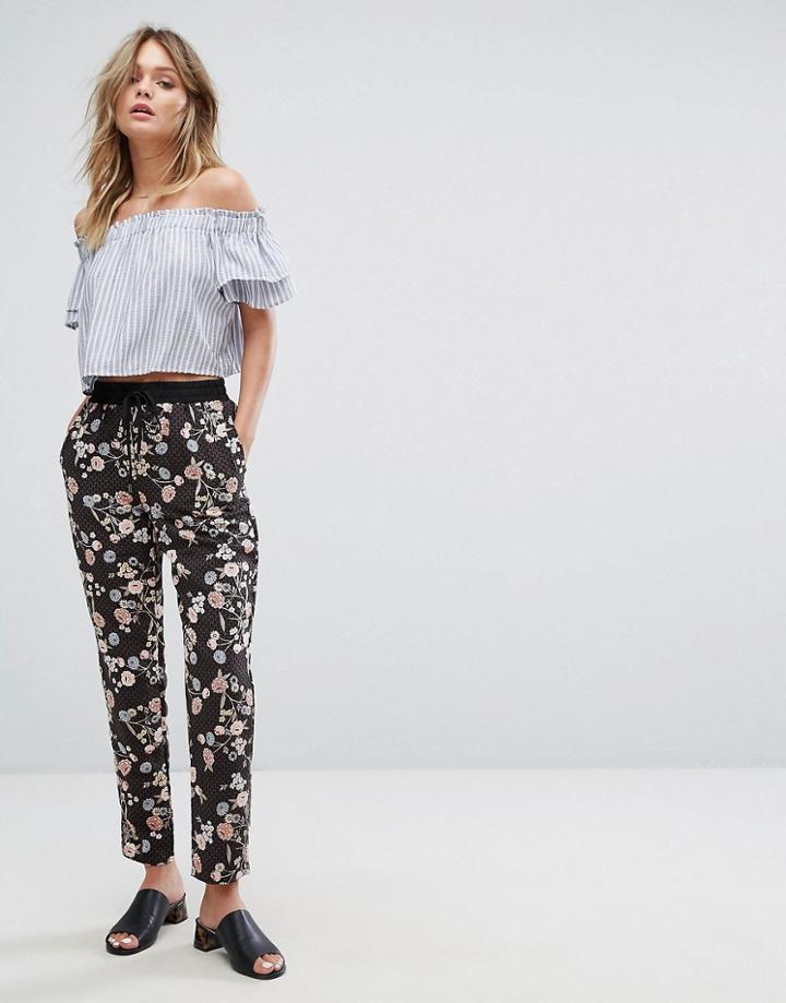 New Look Tapered Printed Pant - Black