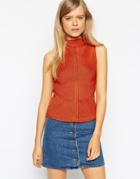 Asos Sleeveless Tank With High Neck - Rust