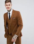 Harry Brown Slim Semi Plain Textured Suit Jacket - Brown