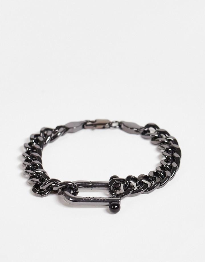 Wftw Pearl Clasp Bracelet In Gunmetal-silver
