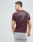 Ea7 Shield Logo Stretch T-shirt In Burgundy - Red