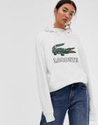 Lacoste Hoody With Croc Badge Logo-white