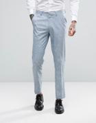 Asos Wedding Skinny Suit Pant In Crosshatch Nep - Blue