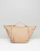 Pieces Slouchy Winged Tote Bag In Blush - Beige