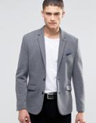 Selected Homme Jersey Pique Blazer In Slim Fit - Gray