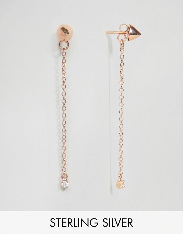 Asos Gold Plated Sterling Silver Spike Chain Earrings - Gold