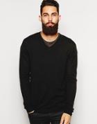 Asos Merino V Neck Sweater - Black