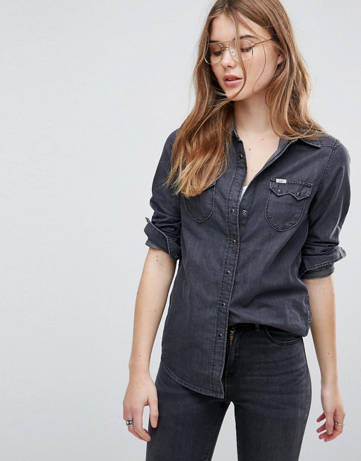 Lee Regular Fit Western Denim Shirt - Black