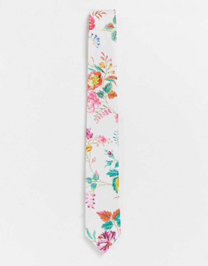 Gianni Feraud Liberty Floral Print Tie - White