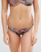Asos Fuller Bust Exclusive Crackle Print Caged Bikini Bottom - Multi